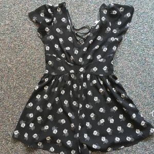 Black and White Floral Romper